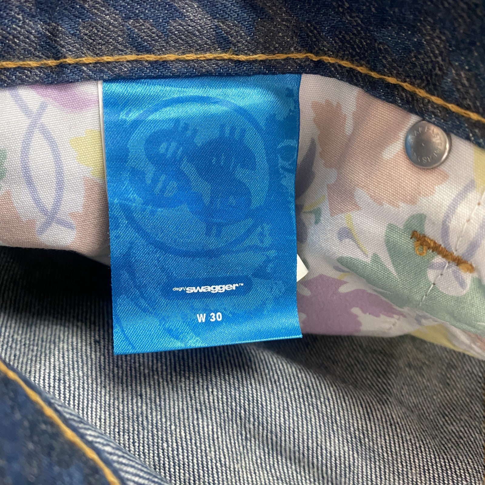 SWAGGER　スワッガー　デニムパンツ/ジーンズ　ボタンフライ　千鳥格子柄　インディゴ　W30サイズ