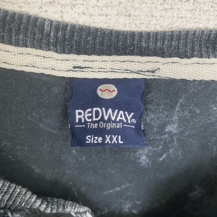 REDWAY　半袖プリントTシャツ　ワッペン　アーチプリント　タイダイ柄　灰色　ダークグレー　XXLサイズ