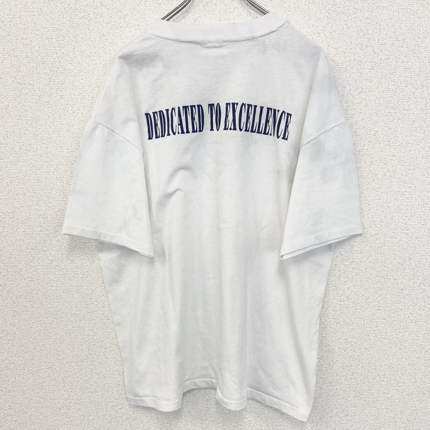 ～90s　半袖プリント企業Tシャツ　シングルステッチ　英字プリント　両面プリント　クルーネック　ヴィンテージ　白　ホワイト