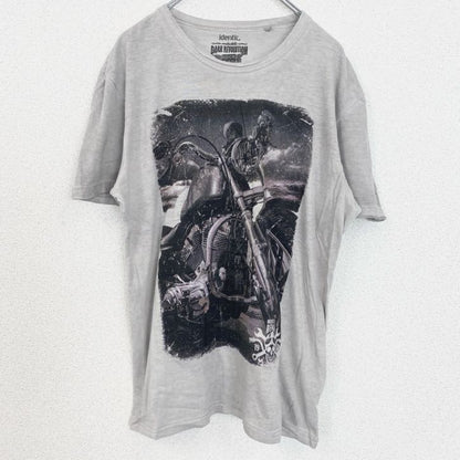 identic　半袖プリントフォトTシャツ　バイク　motorsport　灰色　グレー　Mサイズ