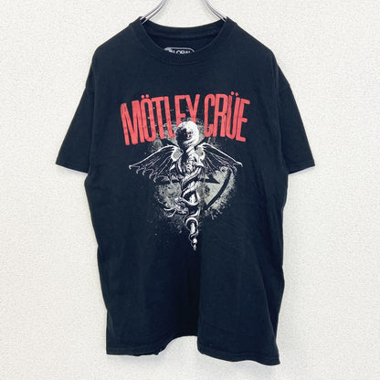 古着 used　GLOBAL　半袖ハードロックプリントTシャツ　MOTLEY CRUE　モトリークルー　クルーネック　黒　Lサイズ