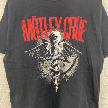 古着 used　GLOBAL　半袖ハードロックプリントTシャツ　MOTLEY CRUE　モトリークルー　クルーネック　黒　Lサイズ
