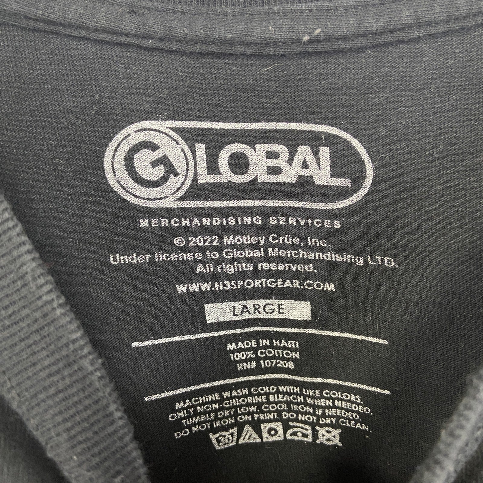 古着 used　GLOBAL　半袖ハードロックプリントTシャツ　MOTLEY CRUE　モトリークルー　クルーネック　黒　Lサイズ