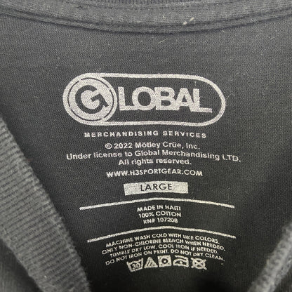 古着 used　GLOBAL　半袖ハードロックプリントTシャツ　MOTLEY CRUE　モトリークルー　クルーネック　黒　Lサイズ