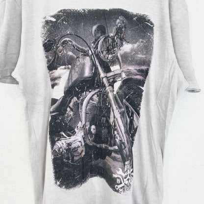 identic　半袖プリントフォトTシャツ　バイク　motorsport　灰色　グレー　Mサイズ