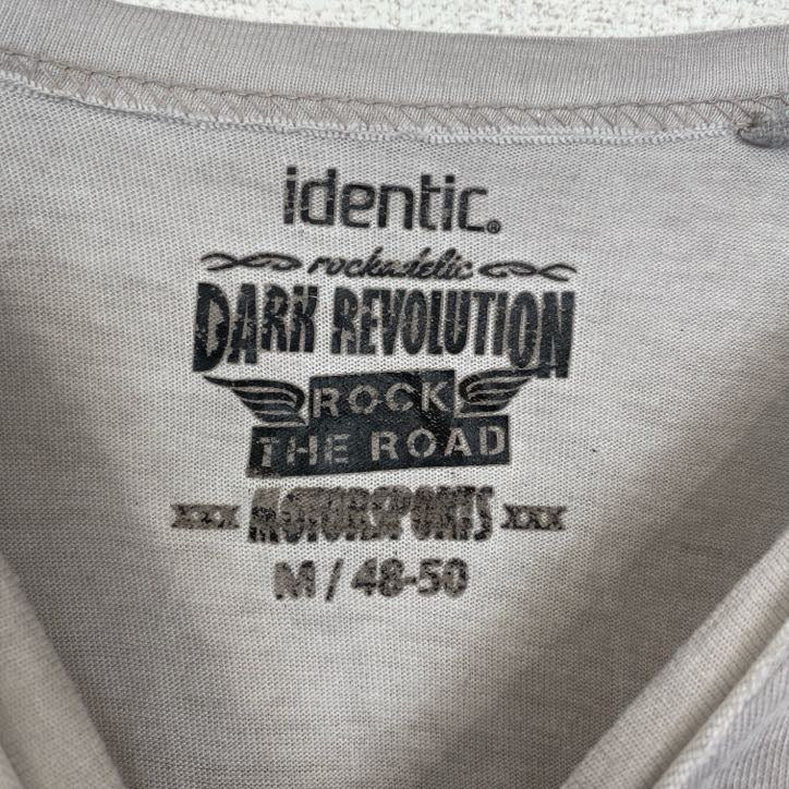 identic　半袖プリントフォトTシャツ　バイク　motorsport　灰色　グレー　Mサイズ