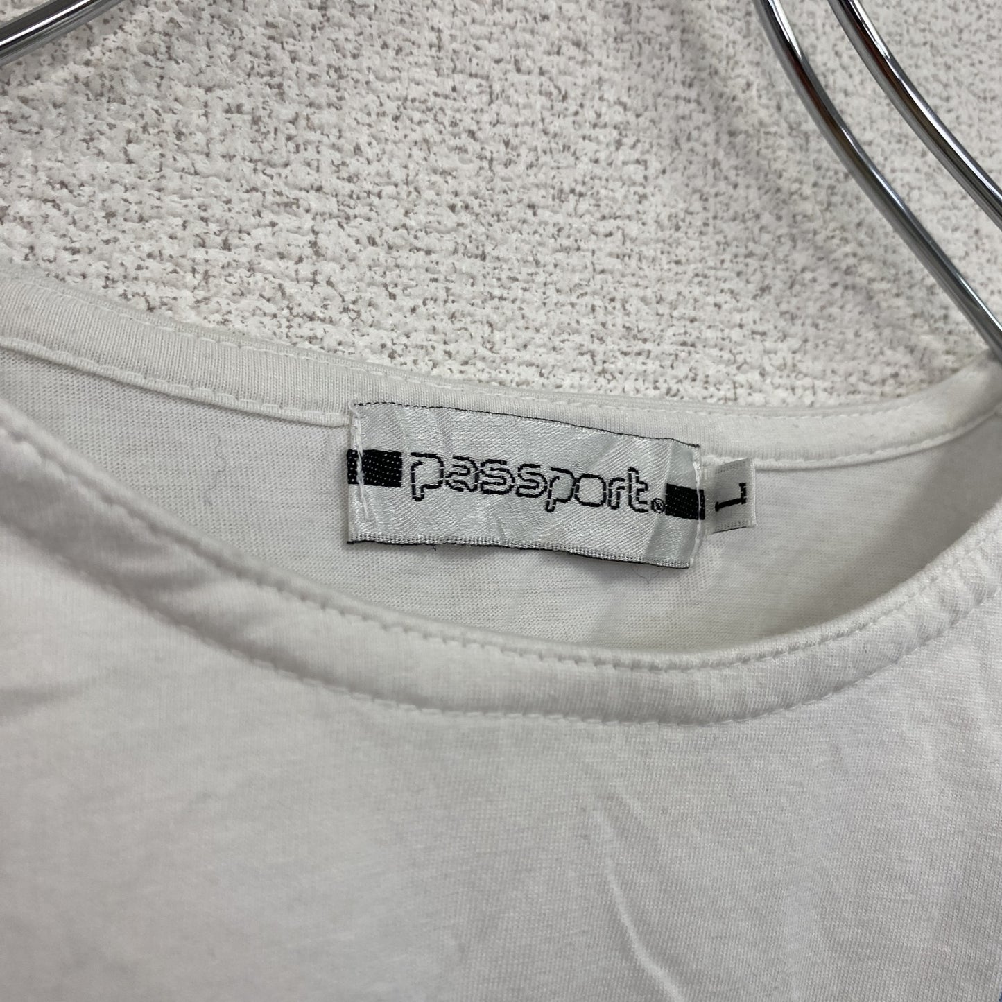 pass port　パスポート　半袖プリントTシャツ　白　ホワイト　Ｌサイズ