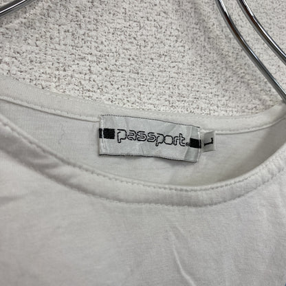 pass port　パスポート　半袖プリントTシャツ　白　ホワイト　Ｌサイズ