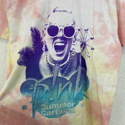 古着 used　P！NK　ピンク　半袖アーティストプリントTシャツ　ツアーT　タイダイ柄　海外限定　クルーネック　Mサイズ