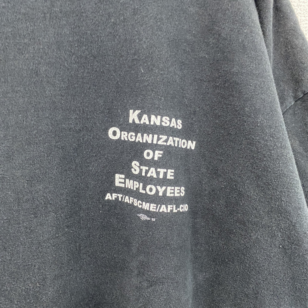 90s　UNION MADE　半袖プリントTシャツ　KOSE　ヴィンテージ　黒　ブラック　2XLサイズ