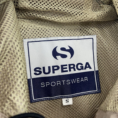 SUPERGA　スペルガ　フルジップナイロンベスト　リップストップ　比翼仕立て　ベージュ　Sサイズ