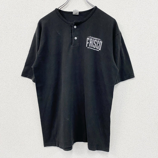 ～00s　AUGUSTA　半袖プリントTシャツ　ヘンリーネック　ヴィンテージ　黒　ブラック　Lサイズ