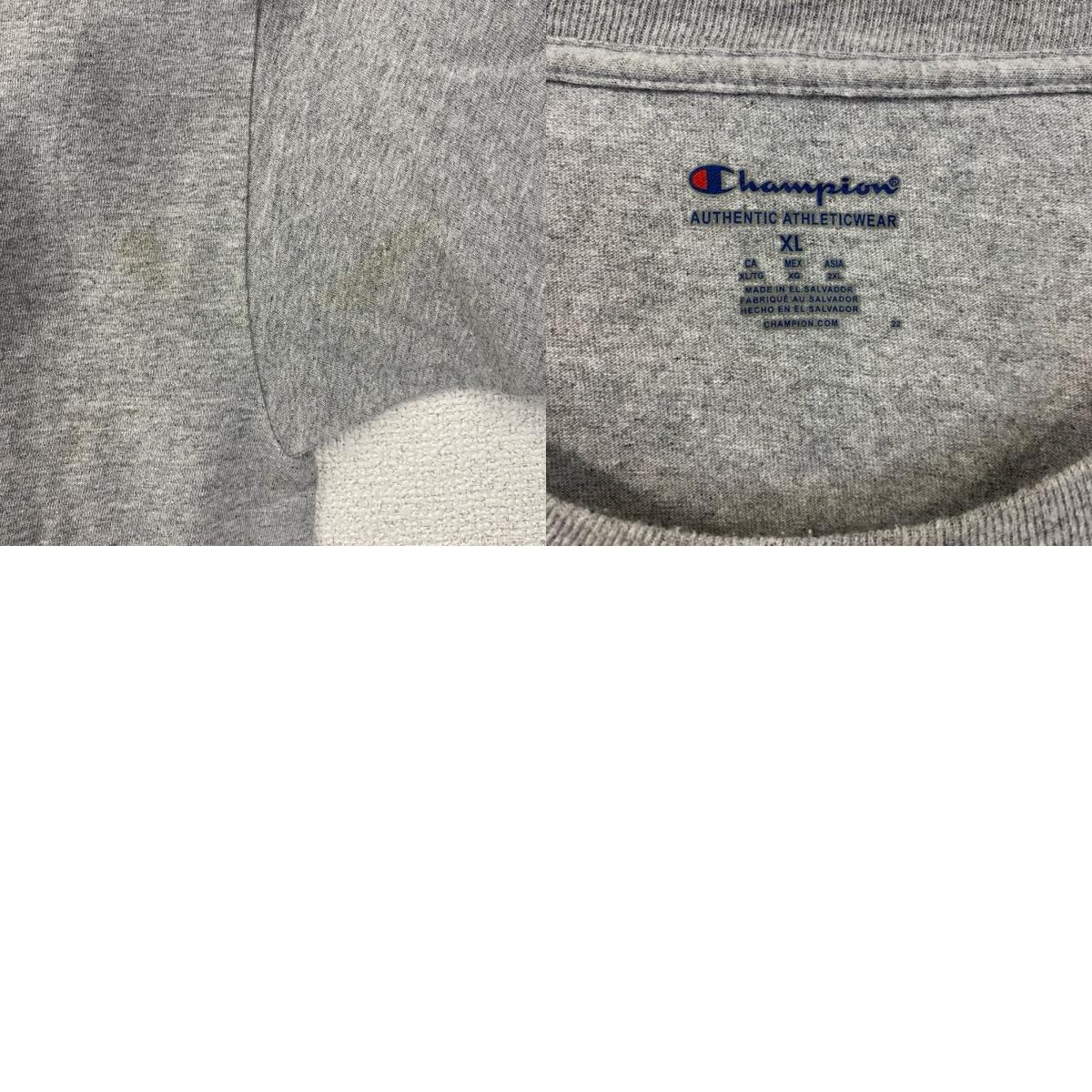 古着 used　champion チャンピオン　半袖プリントTシャツ　グレー　バスケ　クルーネック　レトロデザイン　XLサイズ