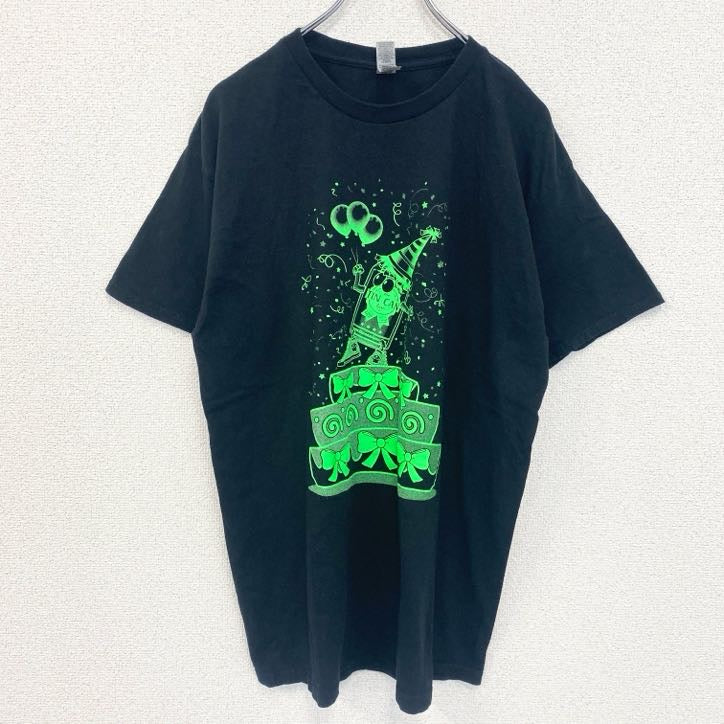 古着 used　GILDAN　ギルダン　半袖クルーネックプリントTシャツ　BIRTHDAY　誕生日　黒　ブラック　Lサイズ