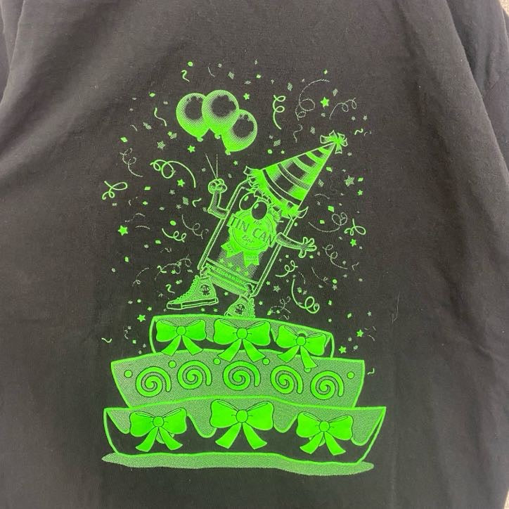 古着 used　GILDAN　ギルダン　半袖クルーネックプリントTシャツ　BIRTHDAY　誕生日　黒　ブラック　Lサイズ