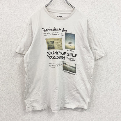 Tee time　半袖プリントフォトTシャツ　英字プリント　白　ホワイト　XLサイズ