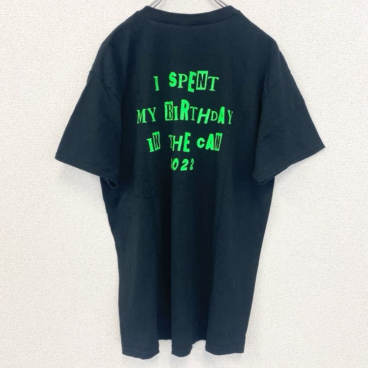 古着 used　GILDAN　ギルダン　半袖クルーネックプリントTシャツ　BIRTHDAY　誕生日　黒　ブラック　Lサイズ