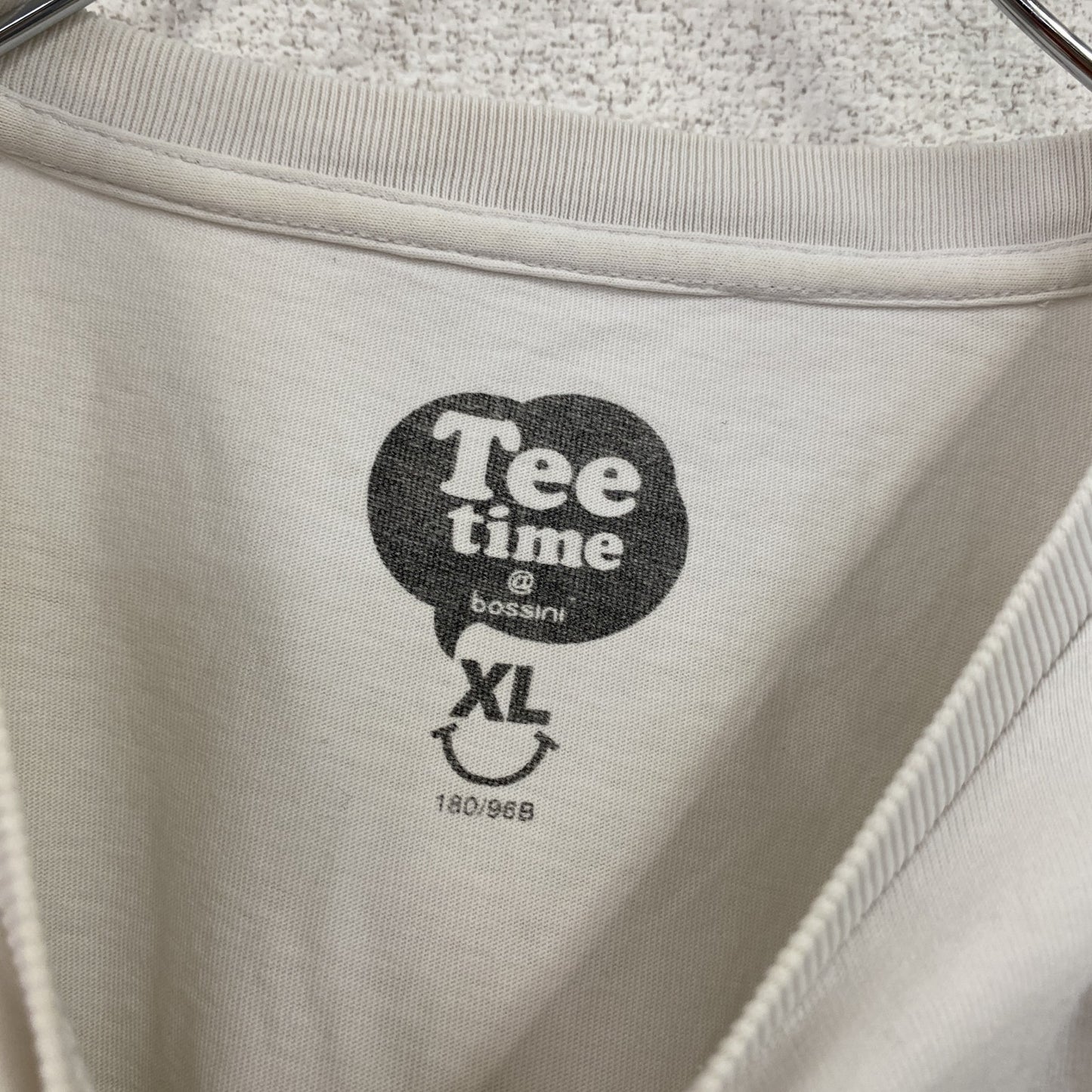 Tee time　半袖プリントフォトTシャツ　英字プリント　白　ホワイト　XLサイズ