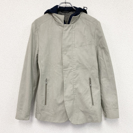 ZARA MAN　ザラ　フーデッドスタンドカラージャケット　比翼仕立て　3つポケット　灰色　グレー　Sサイズ
