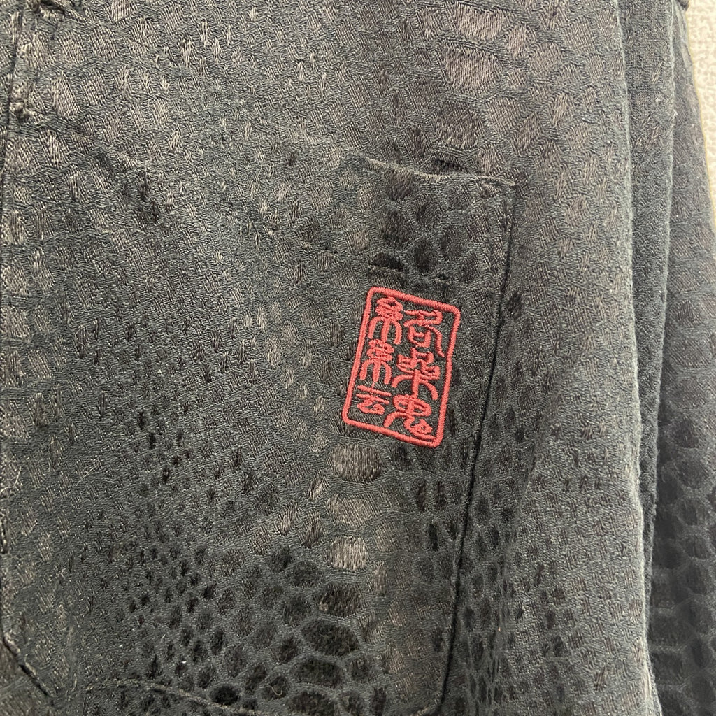 絡繰魂　カラクリタマシイ　長袖シャツ　刺繡デザイン　黒　ブラック　XXLサイズ