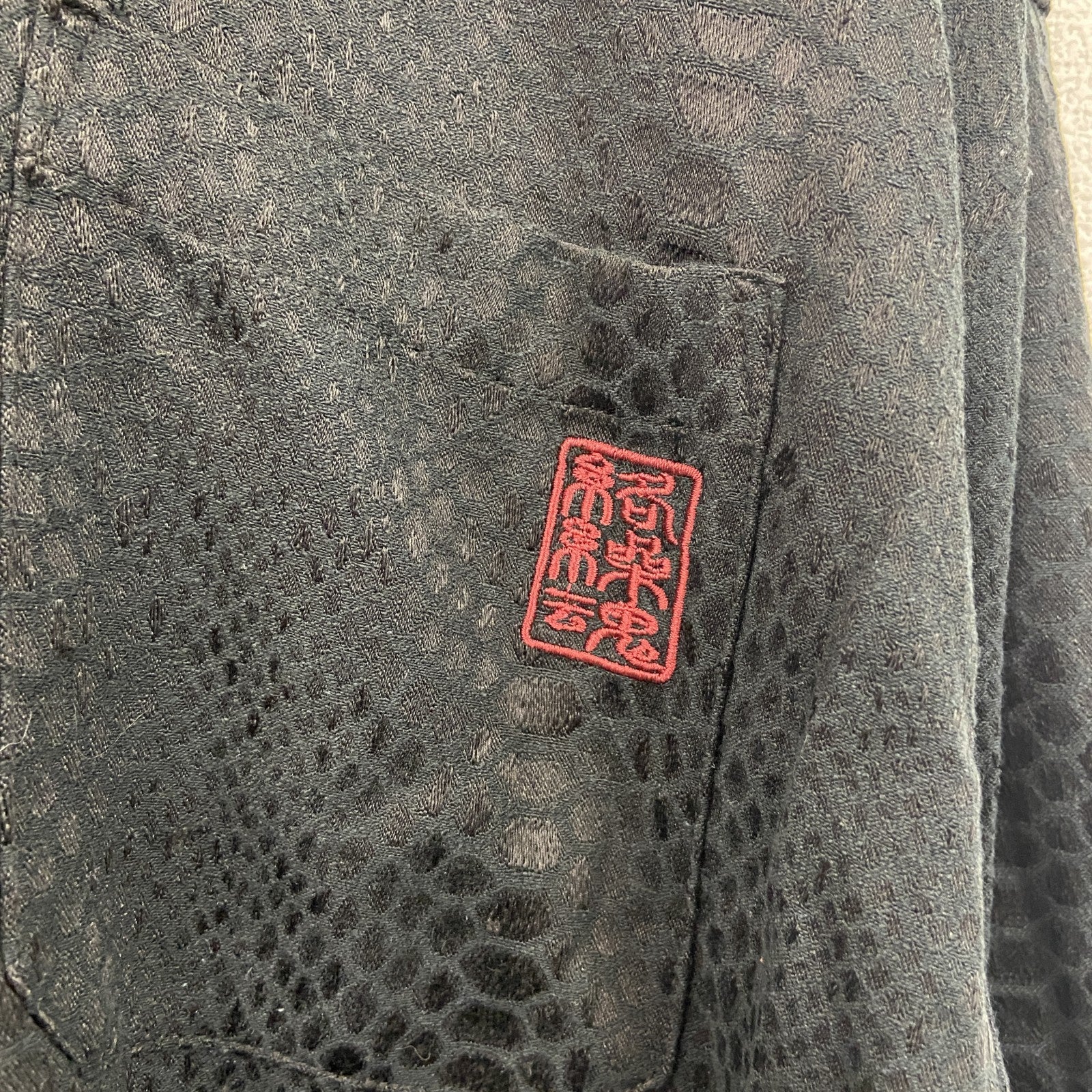 絡繰魂　カラクリタマシイ　長袖シャツ　刺繡デザイン　黒　ブラック　XXLサイズ