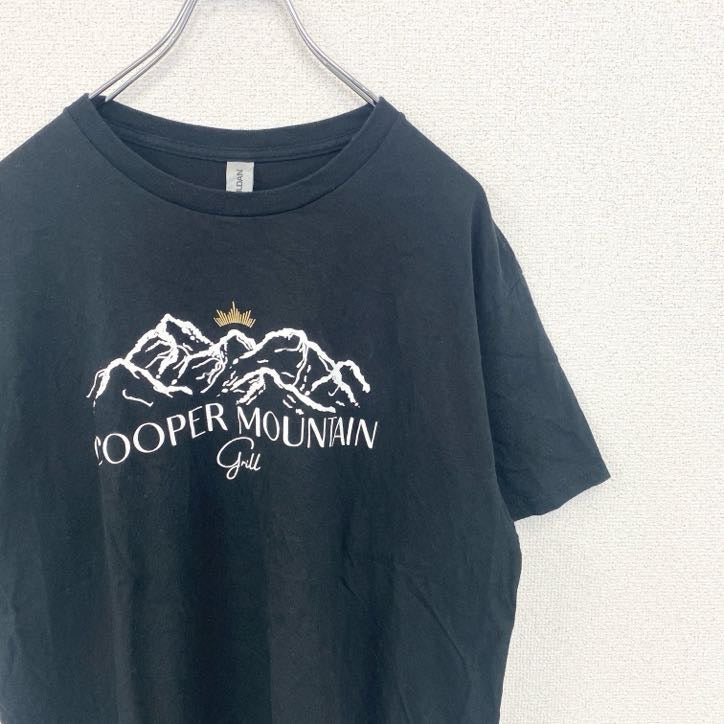 GILDAN　ギルダン　半袖プリントTシャツ　4連プリント　両面プリント　クルーネック　黒　ブラック　Lサイズ