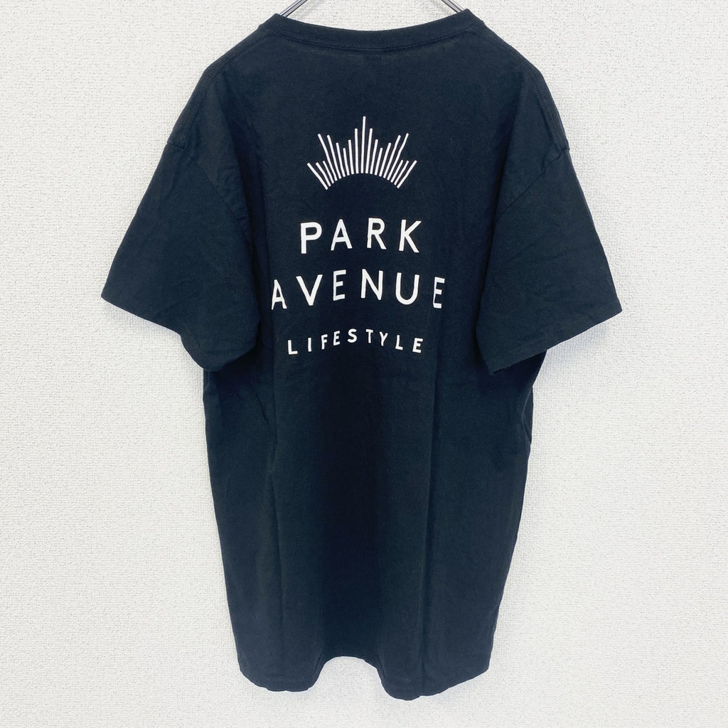 GILDAN　ギルダン　半袖プリントTシャツ　4連プリント　両面プリント　クルーネック　黒　ブラック　Lサイズ