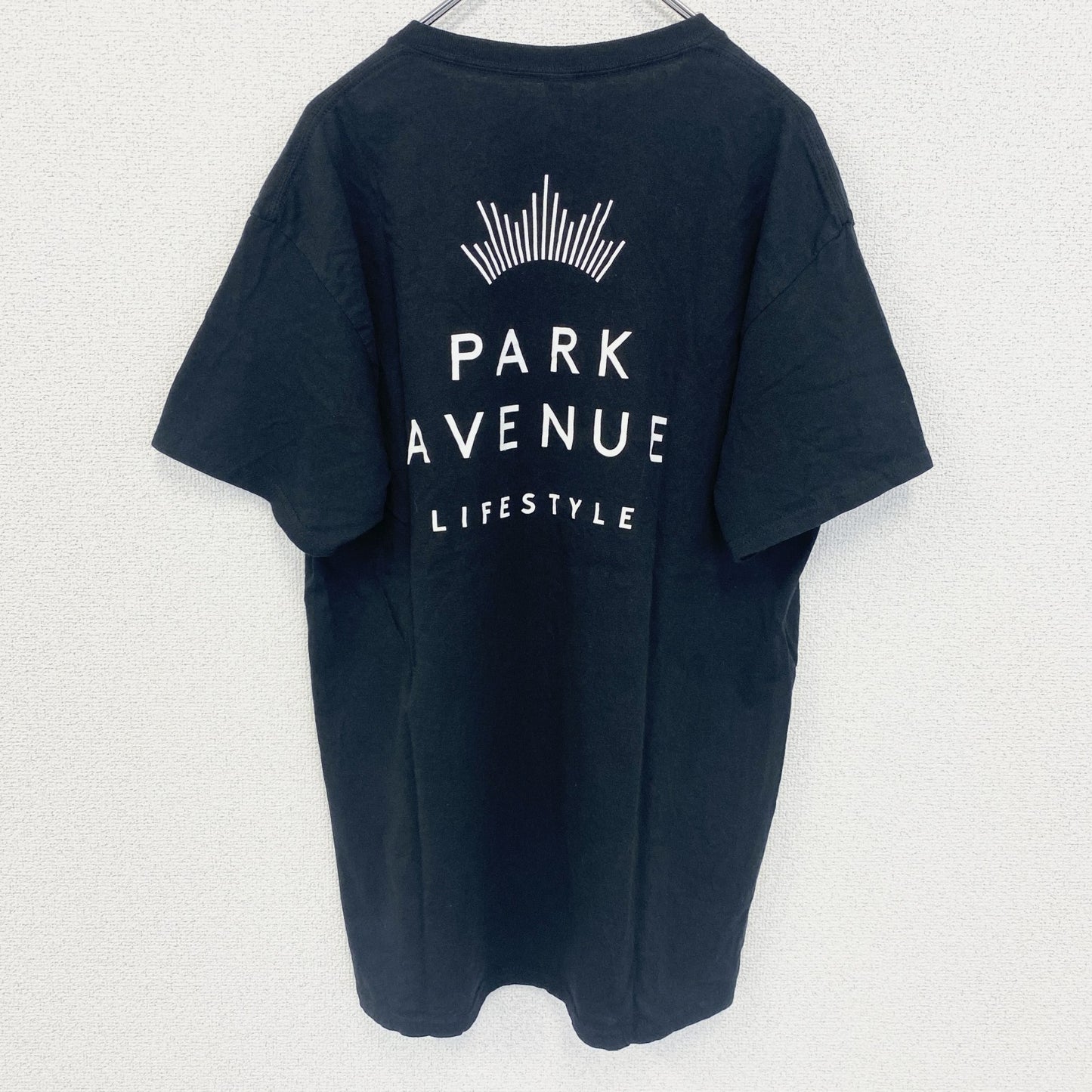 GILDAN　ギルダン　半袖プリントTシャツ　4連プリント　両面プリント　クルーネック　黒　ブラック　Lサイズ