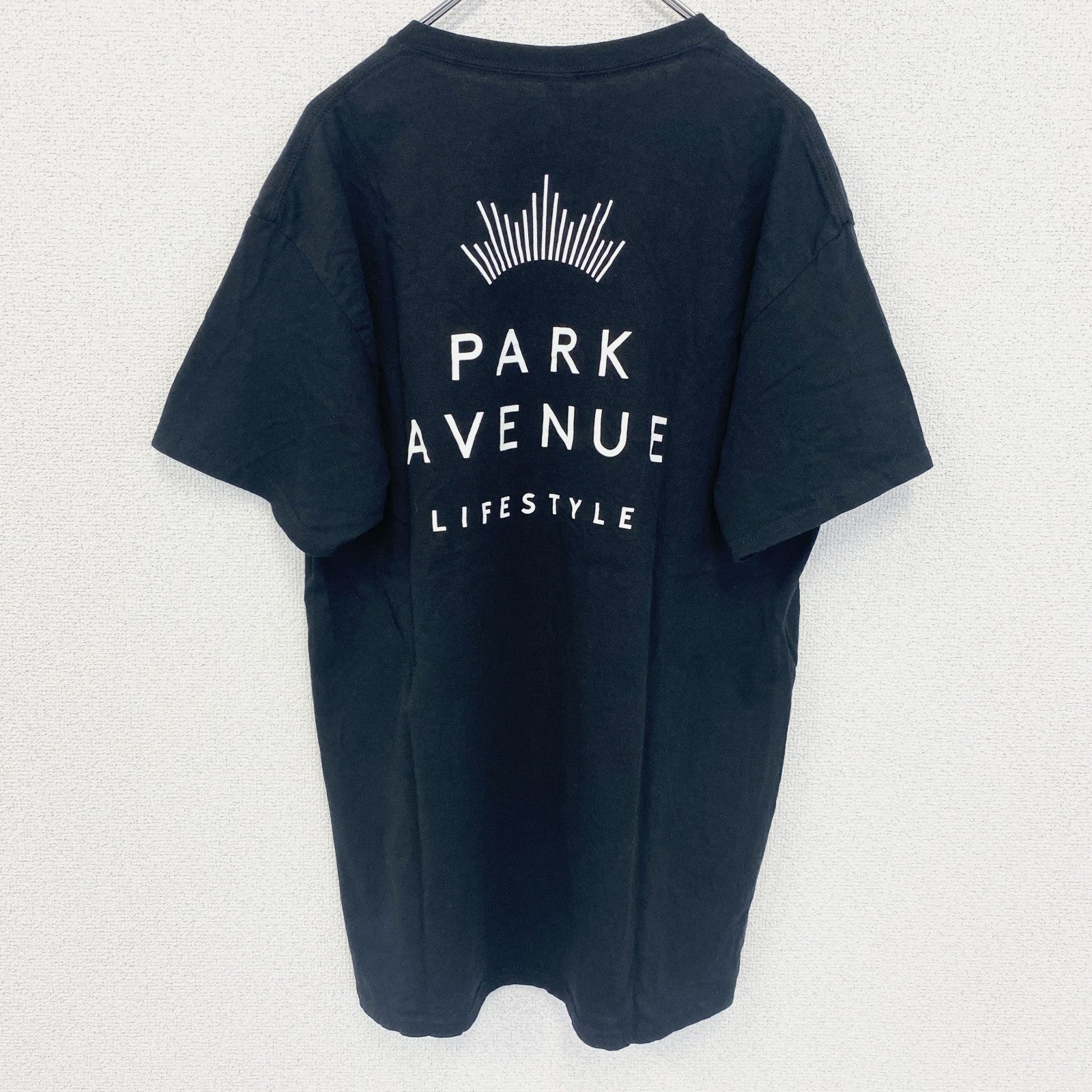 GILDAN　ギルダン　半袖プリントTシャツ　4連プリント　両面プリント　クルーネック　黒　ブラック　Lサイズ