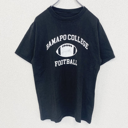 古着 used　半袖カレッジプリントTシャツ　ラマポ大学　ニュージャージー州　クルーネック　フットボール　黒　ブラック