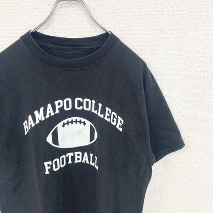 古着 used　半袖カレッジプリントTシャツ　ラマポ大学　ニュージャージー州　クルーネック　フットボール　黒　ブラック
