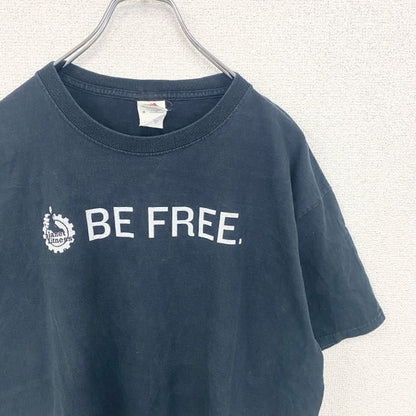 古着 used　フルーツオブザルーム　半袖クルーネックプリントTシャツ　フィットネス　BE FREE　黒　ブラック　Lサイズ