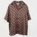 古着 used　ZARA　ザラ　半袖プリント柄シャツ　総柄　エスニック　レトロデザイン　黒　ブラック　Sサイズ