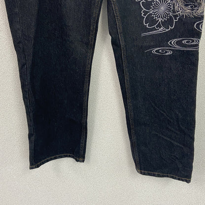 不俱戴天　フグタイテン　デニムパンツ/ジーンズ　刺繡　ジップフライ　黒　ブラック　W40サイズ