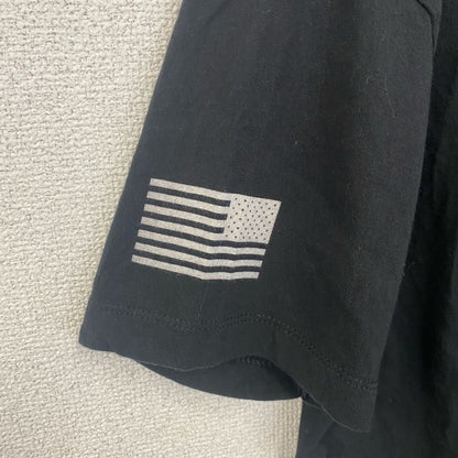古着 used 　AUTHENTICALLY AMERICAN　半袖クルーネックTシャツ　バックプリント　自衛隊　黒　Lサイズ
