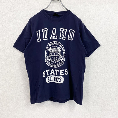 BEANS HOUSE　半袖プリントTシャツ　4連プリント　カプセルプリント　クルーネック　紺　ネイビー　Lサイズ