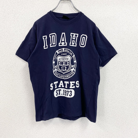 BEANS HOUSE　半袖プリントTシャツ　4連プリント　カプセルプリント　クルーネック　紺　ネイビー　Lサイズ