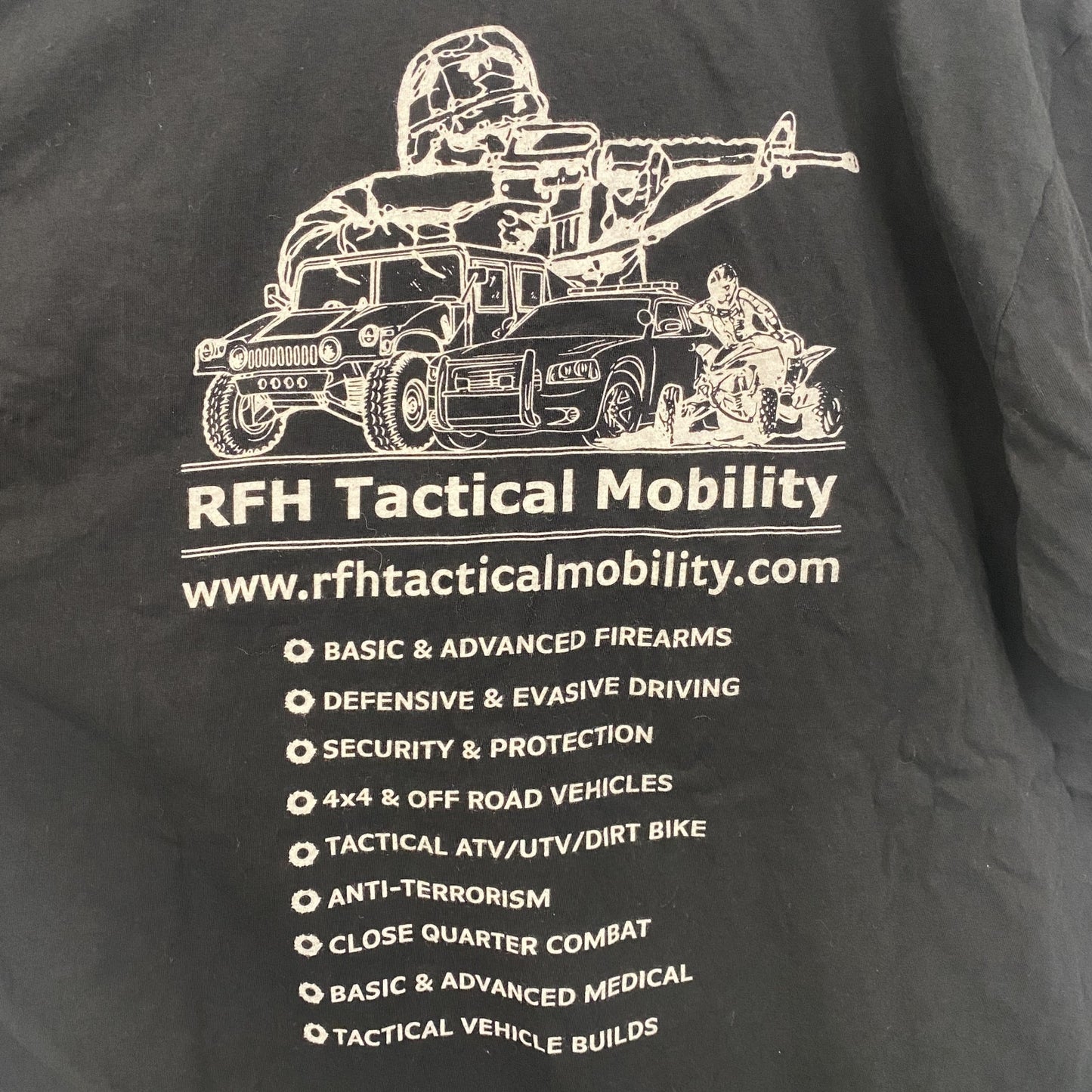 古着 used 　AUTHENTICALLY AMERICAN　半袖クルーネックTシャツ　バックプリント　自衛隊　黒　Lサイズ