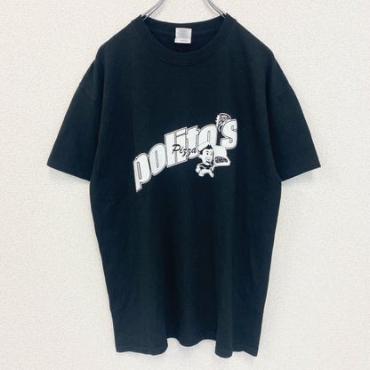 古着 used　GILDAN　ギルダン 　半袖クルーネックTシャツ　バックプリント　PIZZA　ピザ　politos　黒　Lサイズ