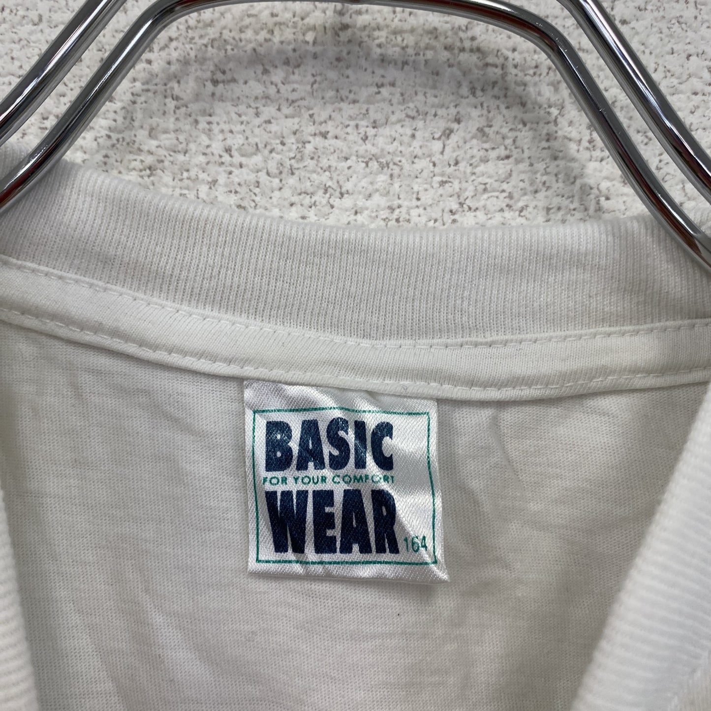 BASIC WEAR　半袖プリントフォトTシャツ　誰やねん　サッカー　両面プリント　クルーネック　白　ホワイト　164サイズ