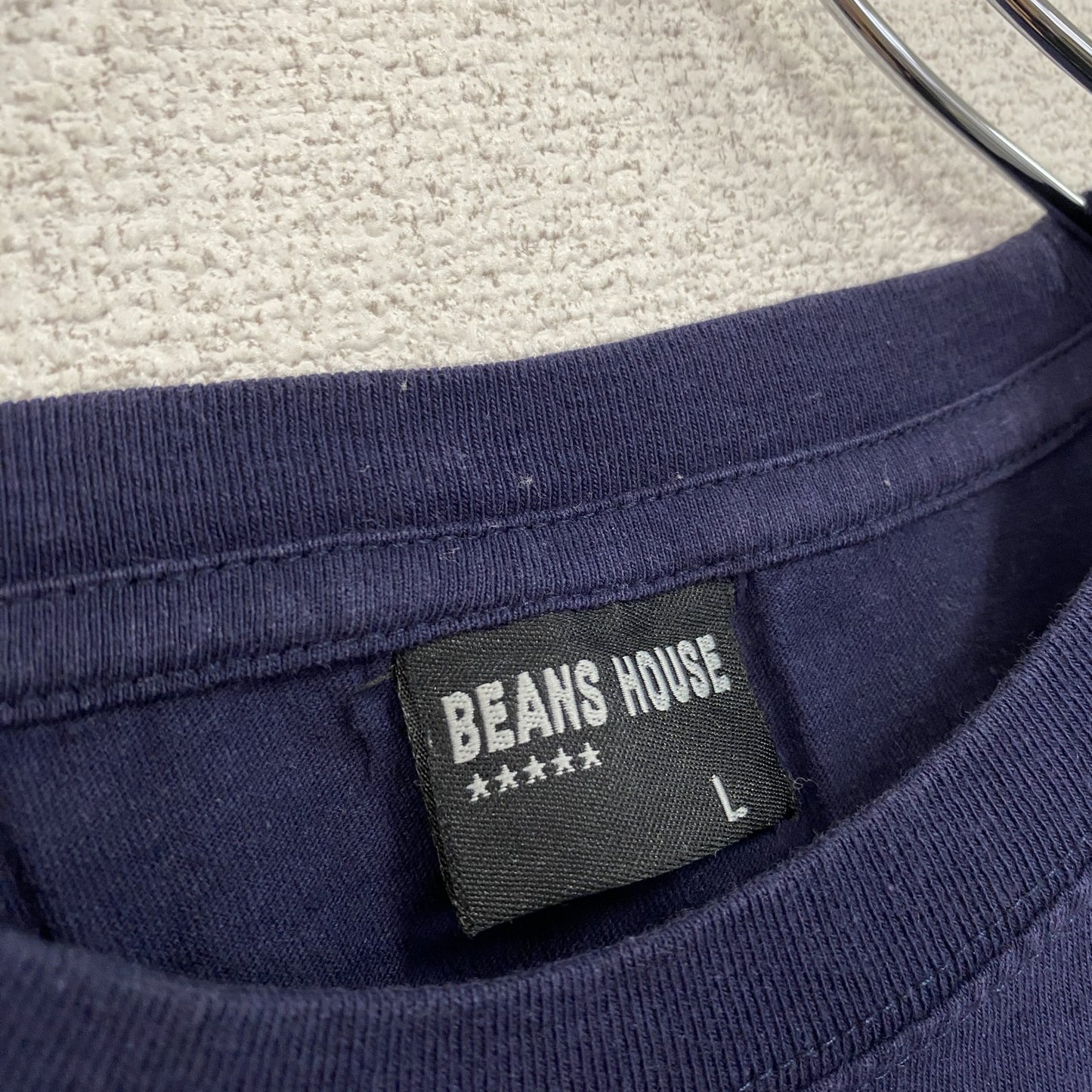 BEANS HOUSE　半袖プリントTシャツ　4連プリント　カプセルプリント　クルーネック　紺　ネイビー　Lサイズ