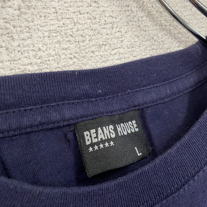 BEANS HOUSE　半袖プリントTシャツ　4連プリント　カプセルプリント　クルーネック　紺　ネイビー　Lサイズ