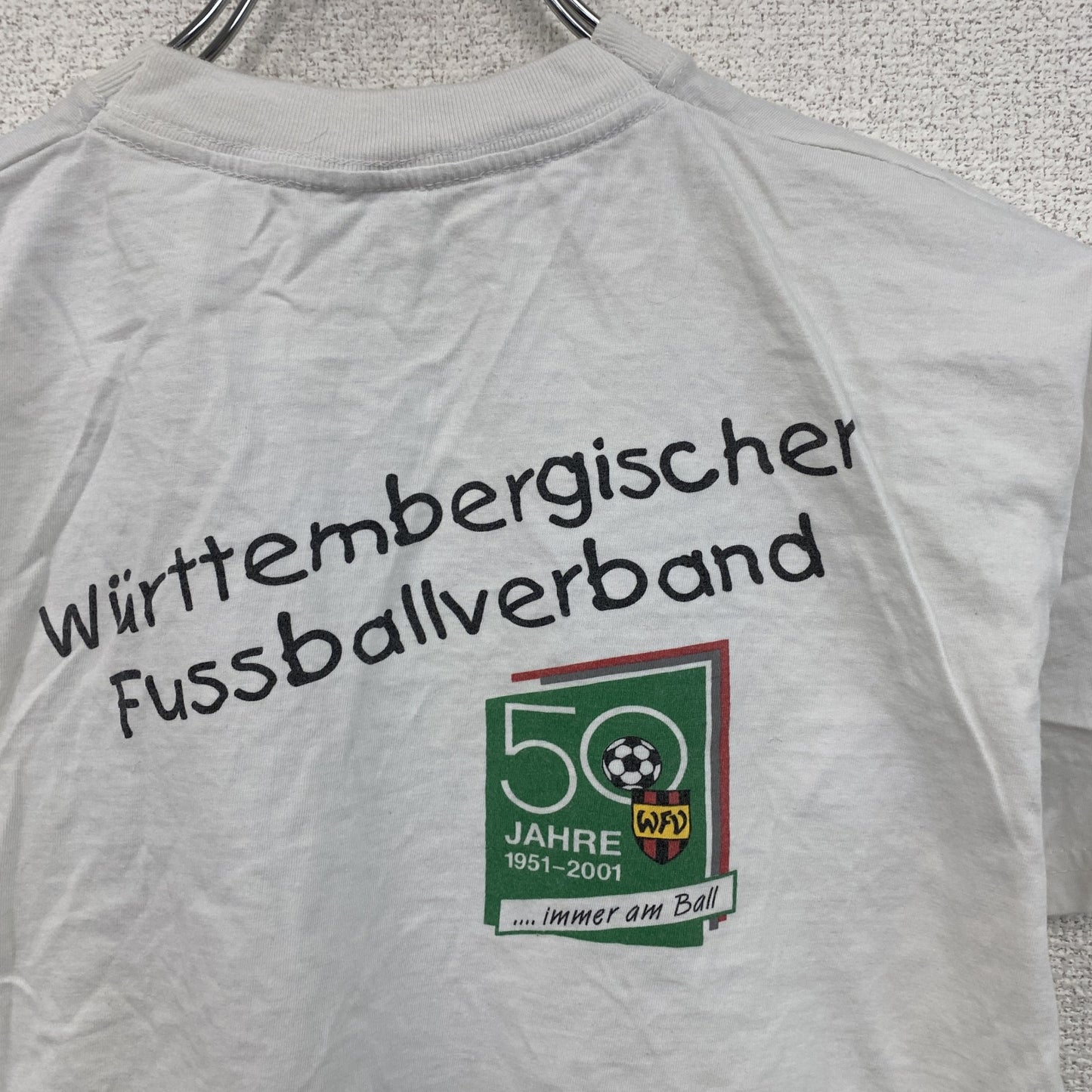 BASIC WEAR　半袖プリントフォトTシャツ　誰やねん　サッカー　両面プリント　クルーネック　白　ホワイト　164サイズ