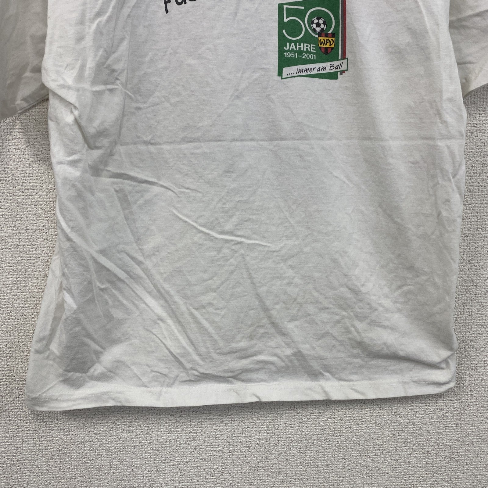 BASIC WEAR　半袖プリントフォトTシャツ　誰やねん　サッカー　両面プリント　クルーネック　白　ホワイト　164サイズ