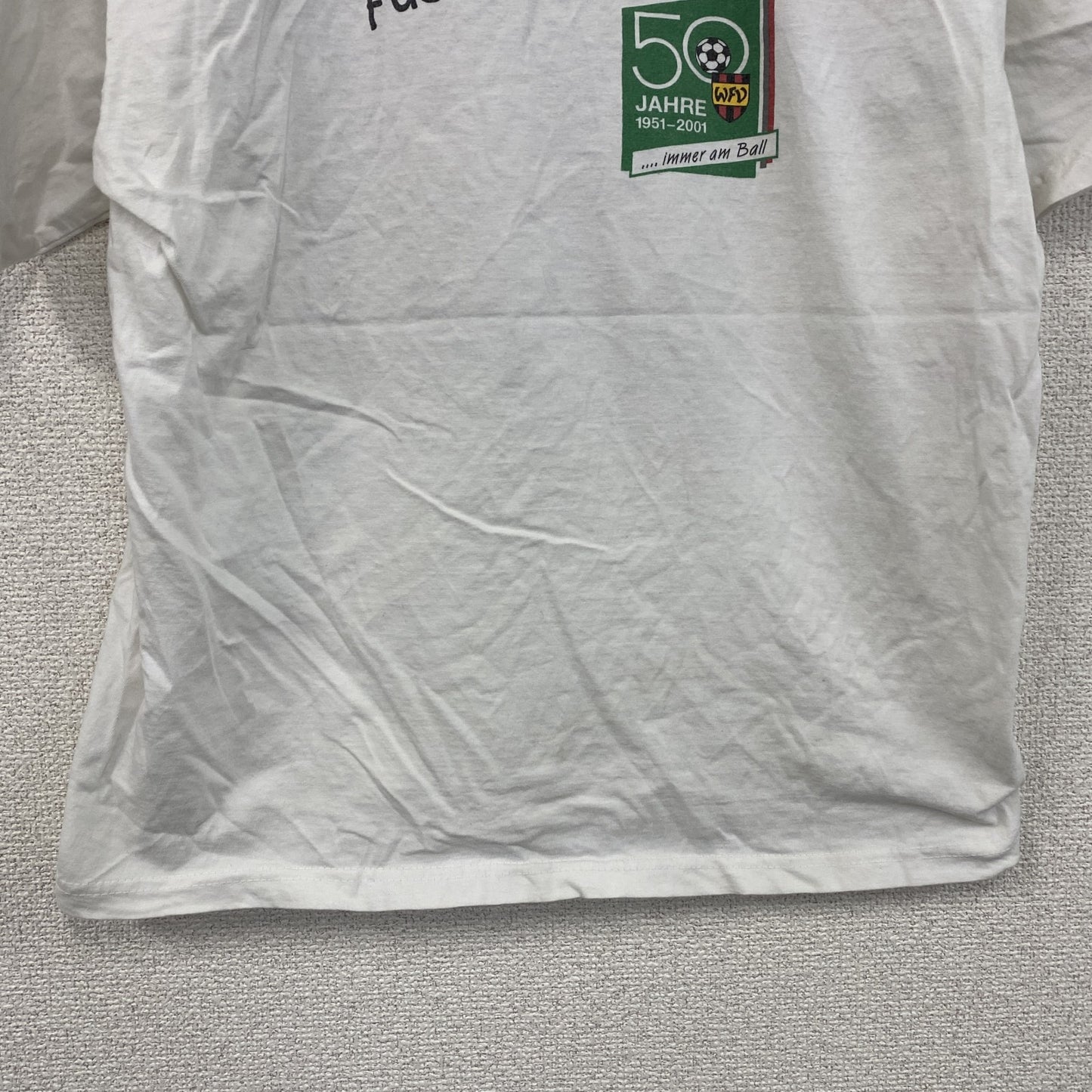 BASIC WEAR　半袖プリントフォトTシャツ　誰やねん　サッカー　両面プリント　クルーネック　白　ホワイト　164サイズ