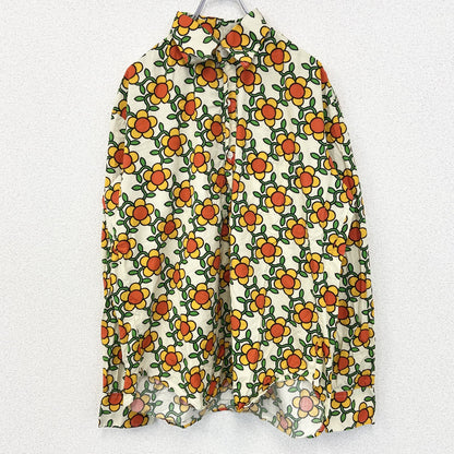 古着 used　chnaski チェナスキー　長袖総柄シャツ　個性的　花柄　ポッケ付き　レトロデザイン　Lサイズ