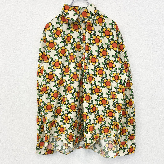 古着 used　chnaski チェナスキー　長袖総柄シャツ　個性的　花柄　ポッケ付き　レトロデザイン　Lサイズ