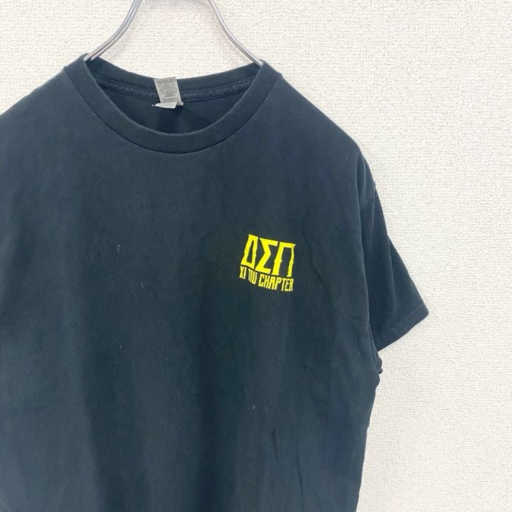 古着 used　GILDAN　ギルダン　半袖デザインTシャツ　バックプリント　サメ　DELTA SIG　黒　ブラック　Mサイズ