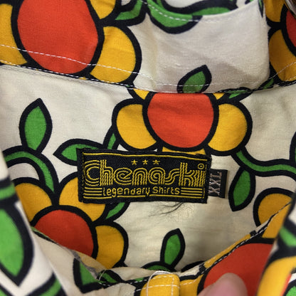 古着 used　chnaski チェナスキー　長袖総柄シャツ　個性的　花柄　ポッケ付き　レトロデザイン　Lサイズ