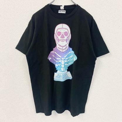古着 used　Tultex　FORTNITE　フォートナイト　半袖プリントデザインTシャツ　キャラクター　スカル　黒　Lサイズ